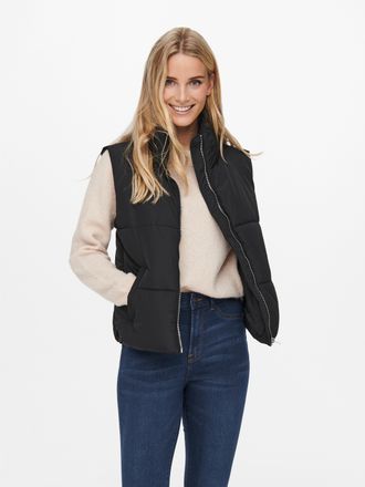 Jacqueline de Yong Steppweste JDY JDYNEWERICA SHORT WAISTCOAT OTW NOOS, Damen, Gr. XS, schwarz (schwarz detail:silber zipper), Steppware, Obermaterial: 100% Polyester, u