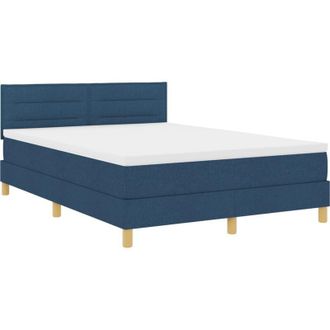 vidaXL vidaXL Box Spring Bed with Mattress & LED Blue 160x200 cm Fabric