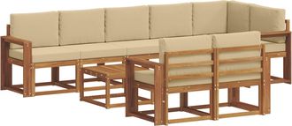 vidaXL Conjunto De Sof&aacute;s De Exterior 9 Uds. Natural Y Beige Vidaxl