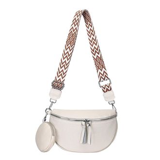 Generic Womens Four Versatile Casual Small And Woven Strap Mother And Child Bag Shoulder Bag Men Bag Shoulder Leather (White, One Size)