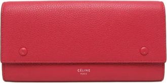 Celine Pre-owned Wallets, female, Red, Size: ONE SIZE Pre-owned Bicolor large flap multifunction Long wallet