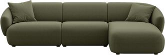 Castlery Auburn Chaise Sectional Sofa Right Facing Customized, Performance Fleece Moss, Spill Resistant, Modular for Castlery