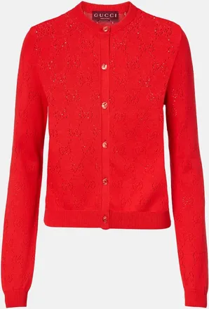 Gucci GG pointelle silk and cotton cardigan