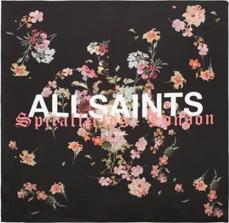 AllSaints Valen Etta Square Silk Twill Scarf in Black at Nordstrom