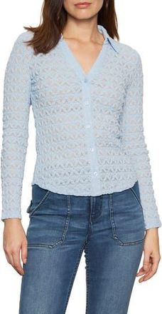Sanctuary Dreamgirl Lace Button-Up Shirt in Blue Powder at Nordstrom Rack, Size X-Large