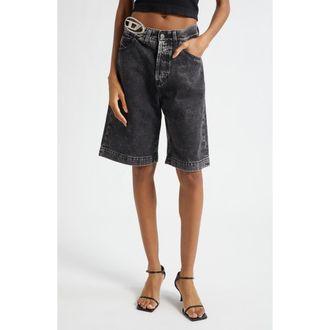Diesel De-Sire Oval D Cutout Denim Bermuda Shorts in Black/Deni at Nordstrom, Size 25
