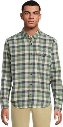 L.L.Bean Brushed Jaspe Twill Shirt Plaid Traditional Untucked Fit Mens Clothing Faded Sage : 2XL, Cotton