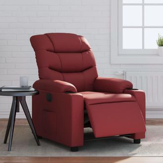 vidaXL Vidaxl - Sill&oacute;n Reclinable El&eacute;ctrico De Cuero Sint&eacute;tico Rojo Tinto