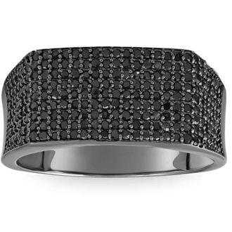 Pompeii3 1Ct Black Diamond Mens Black Gold Pave Wedding Ring