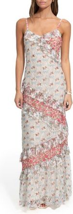 Agua Bendita Alana Lace & Ruffle Sleeveless Cover-Up Maxi Dress in White at Nordstrom, Size Medium