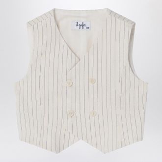 Il Gufo Double-breasted vest in pinstriped cotton