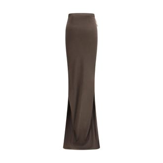Moncler Fitted Jersey with Side Drawstring Skirt - Brown