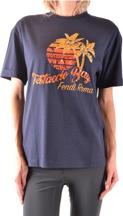 Fendi T-shirt met korte mouwen - Dames - T-shirts - Blauw - XS - Tops