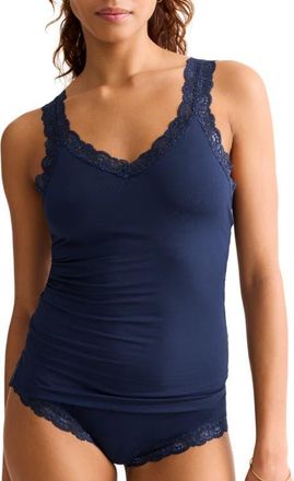 Fleur't Iconic Lace Trim Camisole with Shelf Bra in Ink at Nordstrom, Size X-Small