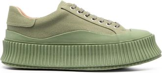 Jil Sander round-toe chunky-sole sneakers - women - Rubber/Calf Leather/Fabric - 40 - Green