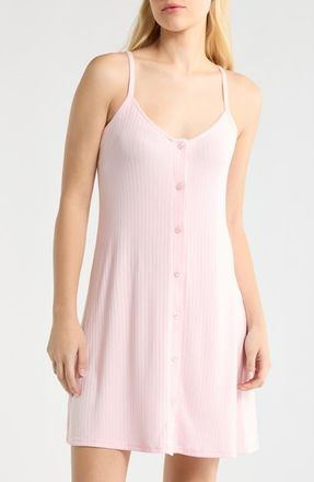French Connection Rib Button Front Chemise in Icy Pink at Nordstrom, Size X-Large