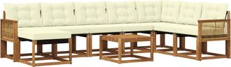 vidaXL Vidaxl Conjunto De Sof&aacute;s De Exterior 9 Uds. Natural Y Crema