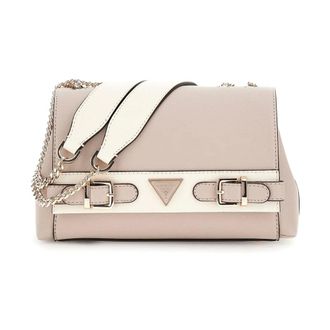 Guess Shoulder Bags, female, Beige, Size: ONE SIZE Taupe Hammered Eco-leather Crossbody Bag
