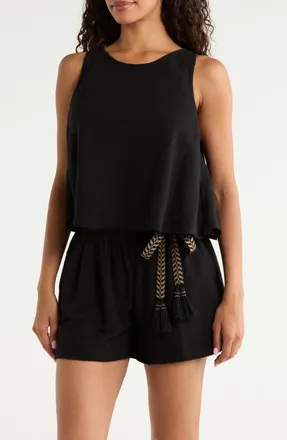Elan Semisheer Cover-Up Tank in Black at Nordstrom, Size X-Small