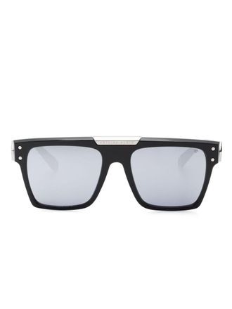 Philipp Plein Eyewear Occhiali da sole squadrati con placca logo - Nero