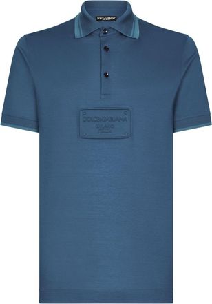 Dolce & Gabbana embroidered-logo polo shirt - men - Cotton - 46 - Blue