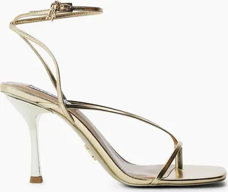 Steve Madden Womens Odessa Metallic Toe Post Stiletto Sandals - Cream - Size: 3