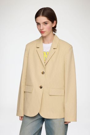 Ganni Beige Blazer in Suiting - Size 34 Organic Cotton