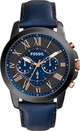 Fossil Mens Grant Chronograph, Smoke Stainless Steel Watch