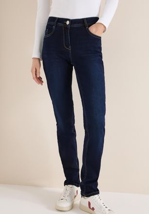 Cecil Slim-fit-Jeans CECIL Style Scarlett, Damen, Gr. 25, L&auml;nge 32, dunkelblau wash, Denim/Jeans, Obermaterial: 78% Baumwolle, 20% Polyester, 2% Elasthan. F