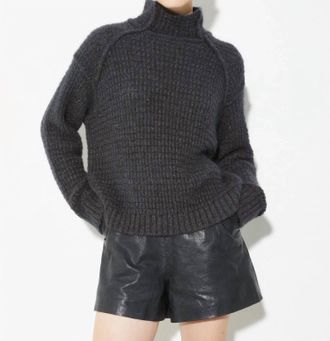 Max & Moi T-Neck Lurex Jumper Top In Dark Grey