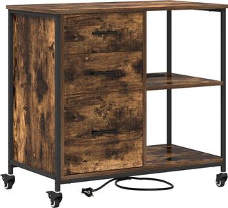 vidaXL Office Cabinet Smoked oak 76 x 41 x 72 cm Engineered wood vidaXL