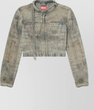 Diesel cropped denim jacket chest pockets long sleeves