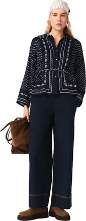 Maje Flowing printed shirt in Navy Dot Bandana Print at Nordstrom, Size X-Small