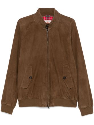Baracuta Brown Suede Tartan Lining Casual Jacket