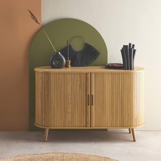 Sweeek 120cm Scandi-style Sideboard With 2 Sliding Doors in Light Brown