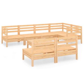 vidaXL Juego De Muebles De Jard&iacute;n 8 Piezas Madera Maciza De Pino Vidaxl