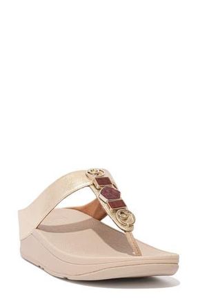 FitFlop Fino Stone Toe Post Wedge Sandal in Platino at Nordstrom Rack, Size 10