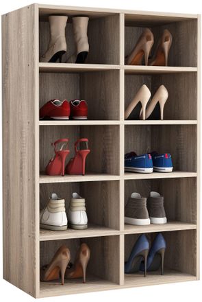 ebuy24 Estante De Zapatos De Madera Vcm Dimensiones Aprox. Al. 84 X An. 55 X P. 30 Cm Caj&oacute;n De Cajones Con 10 Compartimentos Armario - Hinsol M (sonoma Oak)