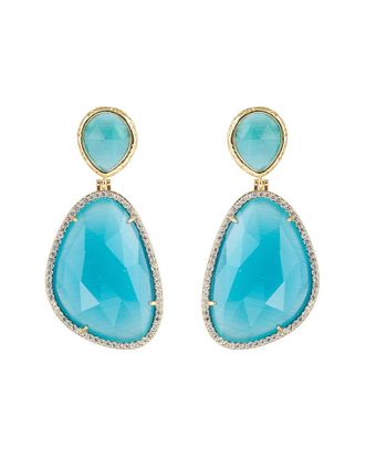 Eyecandy LA Eye Candy La The Luxe Collection 14K Plated Blue Onyx Earrings