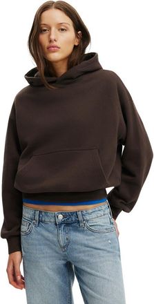 Cotton On Womens Boxy Fleece Hoodie in Dark Oak at Nordstrom, Size X-Large