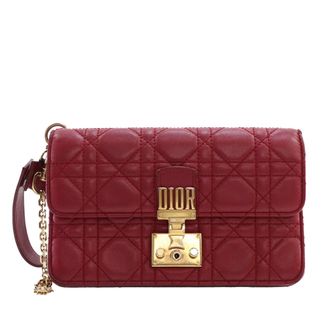 Dior Pre-owned Womens Lambskin Cannage Dioraddict Wristlet Clutch - Dark Red Leather - One Size