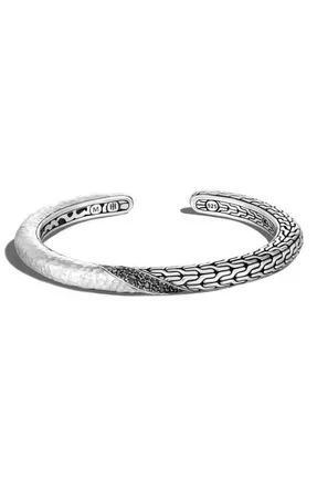 John Hardy Classic Chain Twisted Cuff Bracelet in Black Sapphire at Nordstrom, Size Medium