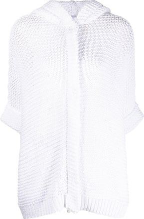 Brunello Cucinelli chunky-knit hooded top - women - Cotton/Acetate/Brass/Silk - L - White