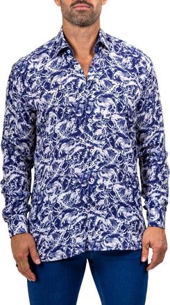 Maceoo Fibonacci Marthyr 0265 Contemporary Fit Button-Up Shirt in Blue at Nordstrom, Size 4