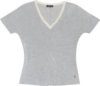 Loro Piana T-shirt in seta a righe - Bianco