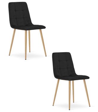 OEM Silla Kara - Terciopelo Negro / Patas Color Madera X 2