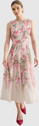 Hobbs London Carly Fit Flare Midi Dress in Ivorymulti at Nordstrom, Size 12
