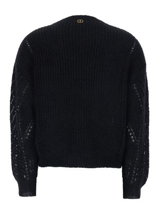 Twinset Perforated Wool Sweater - Black