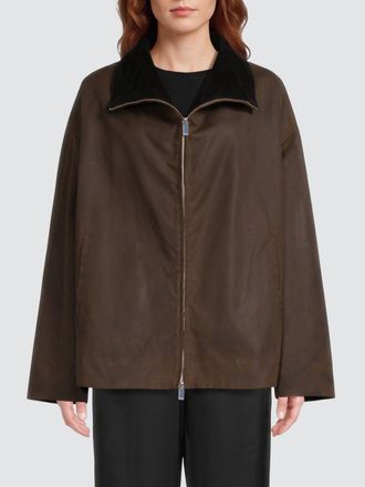 Toteme Giacca corta in cotone cerato con collo alto e chiusura zip