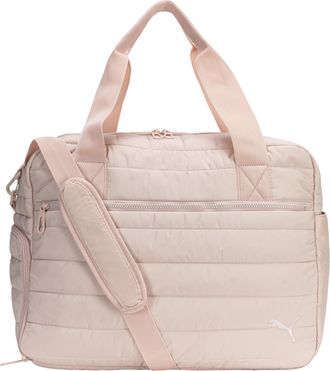 Puma Womens Isla Carryall, Trendy Weekender with Shoe Pocket, Removable Strap & Quilted Style Duffel Bag, Rose Quartz, One Size